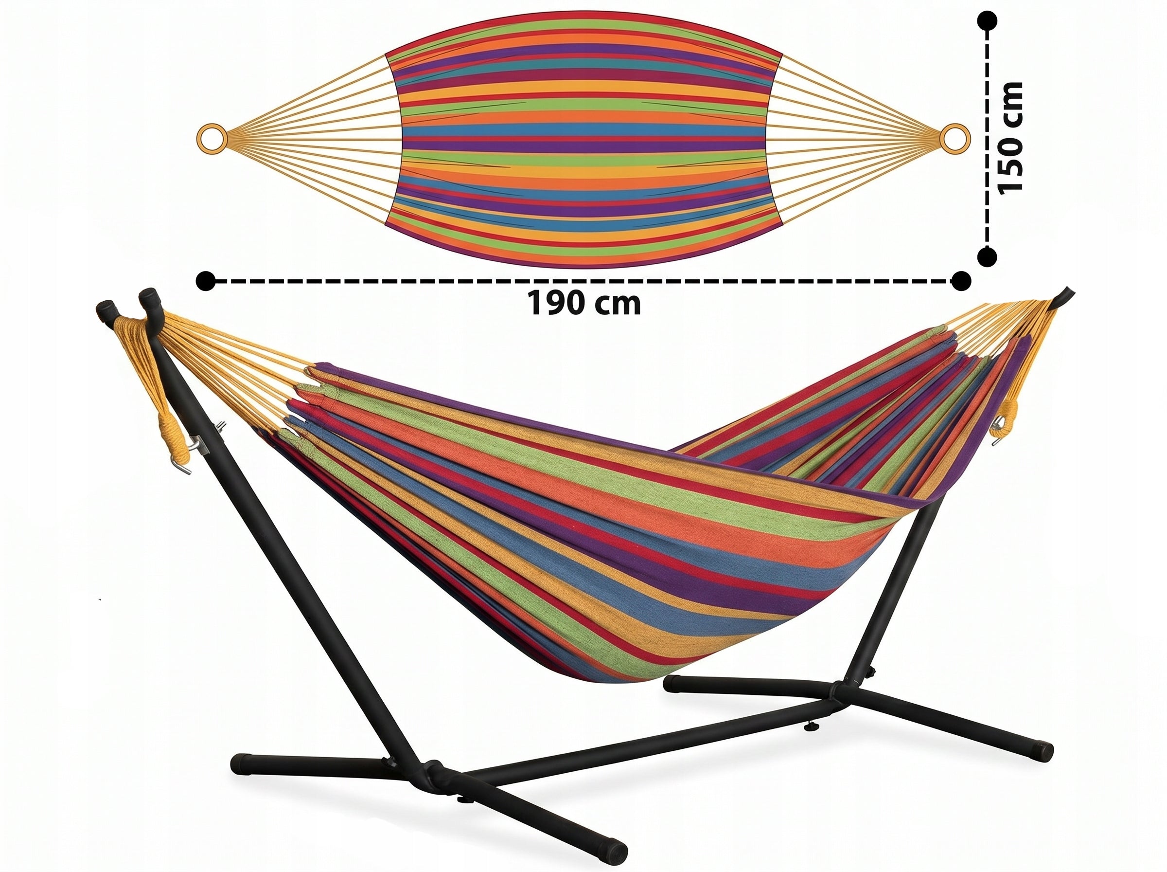 GARDEN HAMMOCK WITH FRAME DOUBLE HAMMOCK STAND STEEL COVER Manufacturer code HAMAK ZE STELAŻEM OGRODOWY DWUOSOBOWY TODOMI