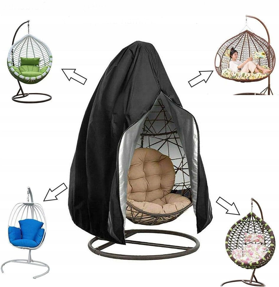 GARDEN HANGING CHAIR COVER DOUBLE COCOON SWING BLACK Length 115 cm