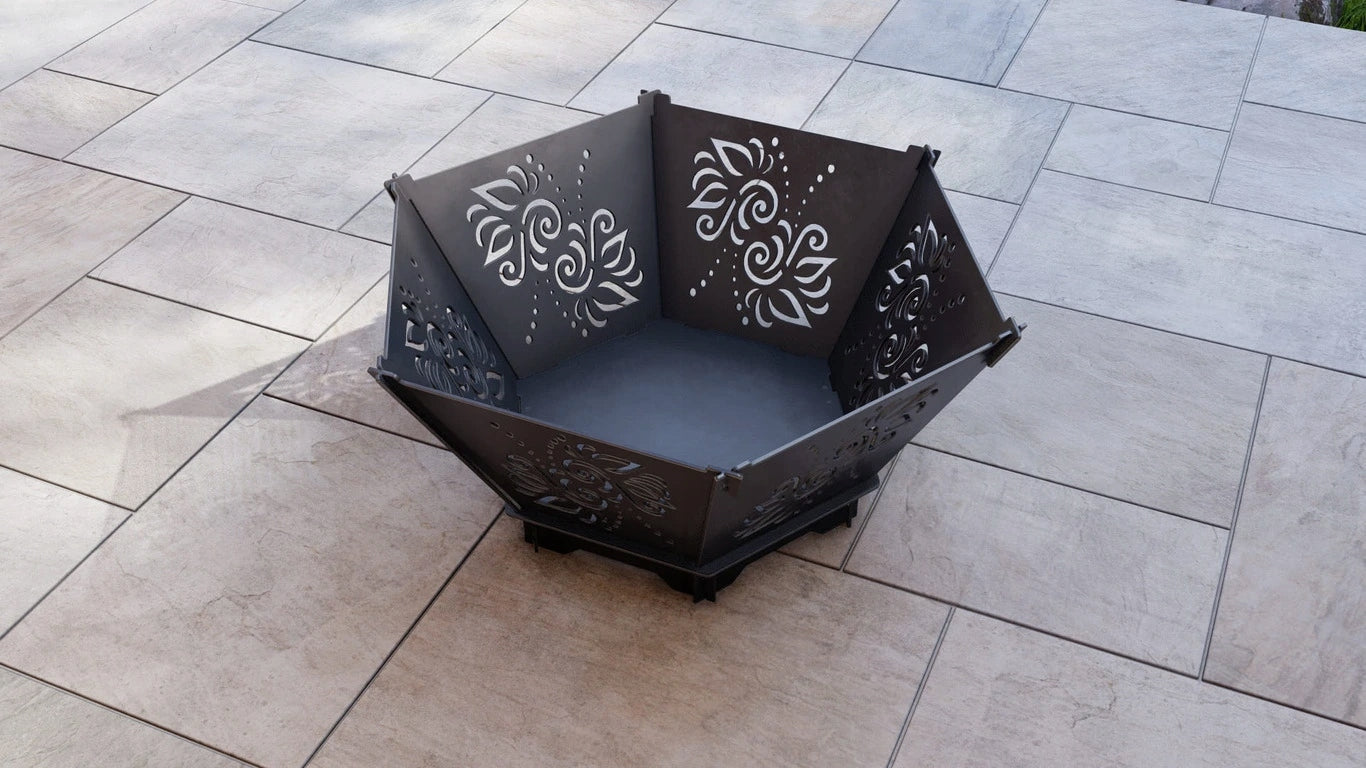 GARDEN HEARTH HEXAGONAL FOLDING LARGE 3 MM GRILL CLICK PATTERN FLOWERS Packaging status original