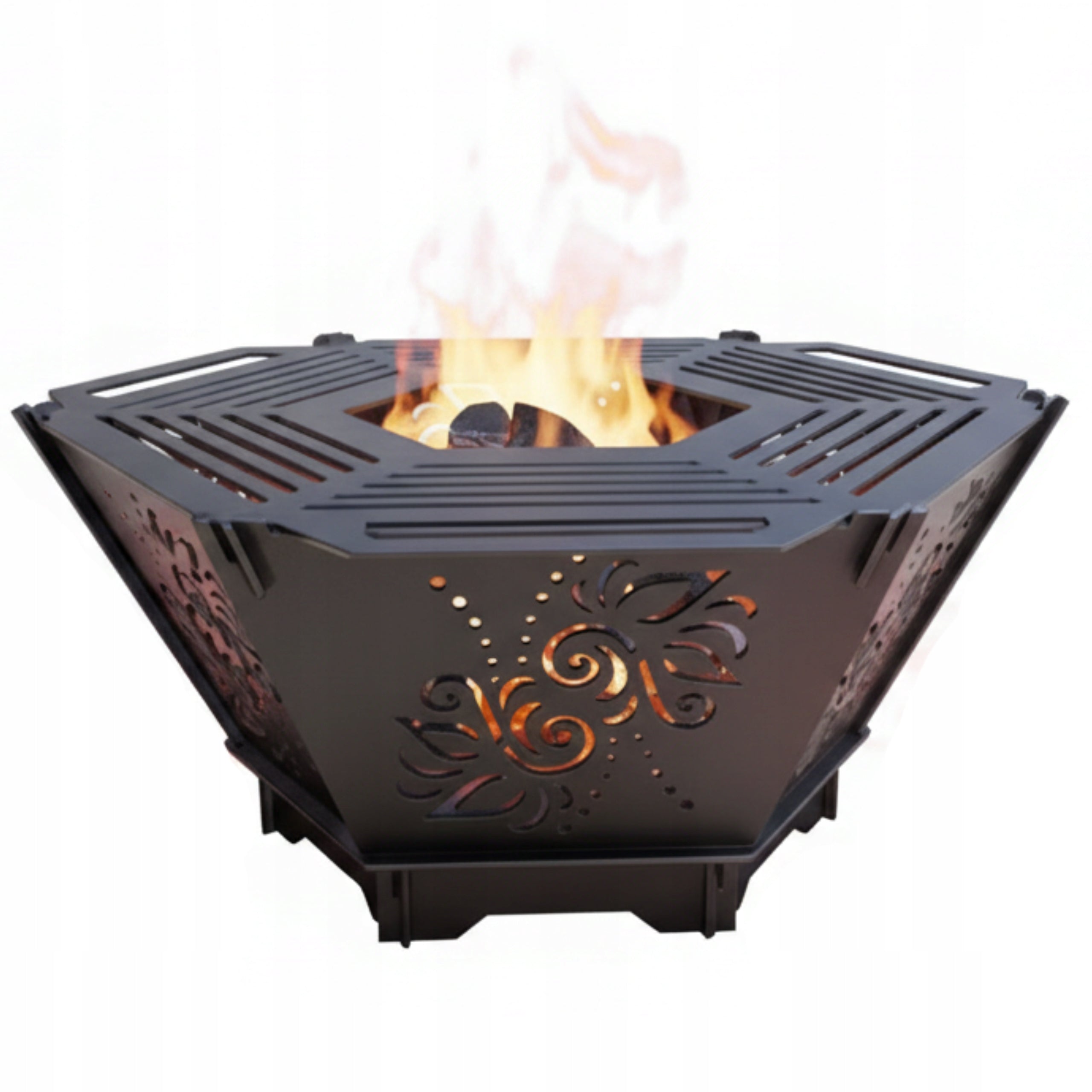 GARDEN HEARTH HEXAGONAL FOLDING LARGE 3 MM GRILL CLICK PATTERN FLOWERS