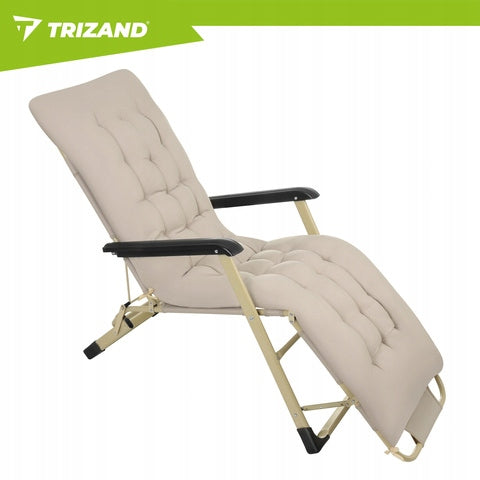 GARDEN HIKING CHAIR FOLDING METAL WITH CUSHION ADJUSTABLE BED Color beige