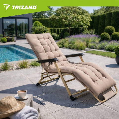 GARDEN HIKING CHAIR FOLDING METAL WITH CUSHION ADJUSTABLE BED Kind sunbed