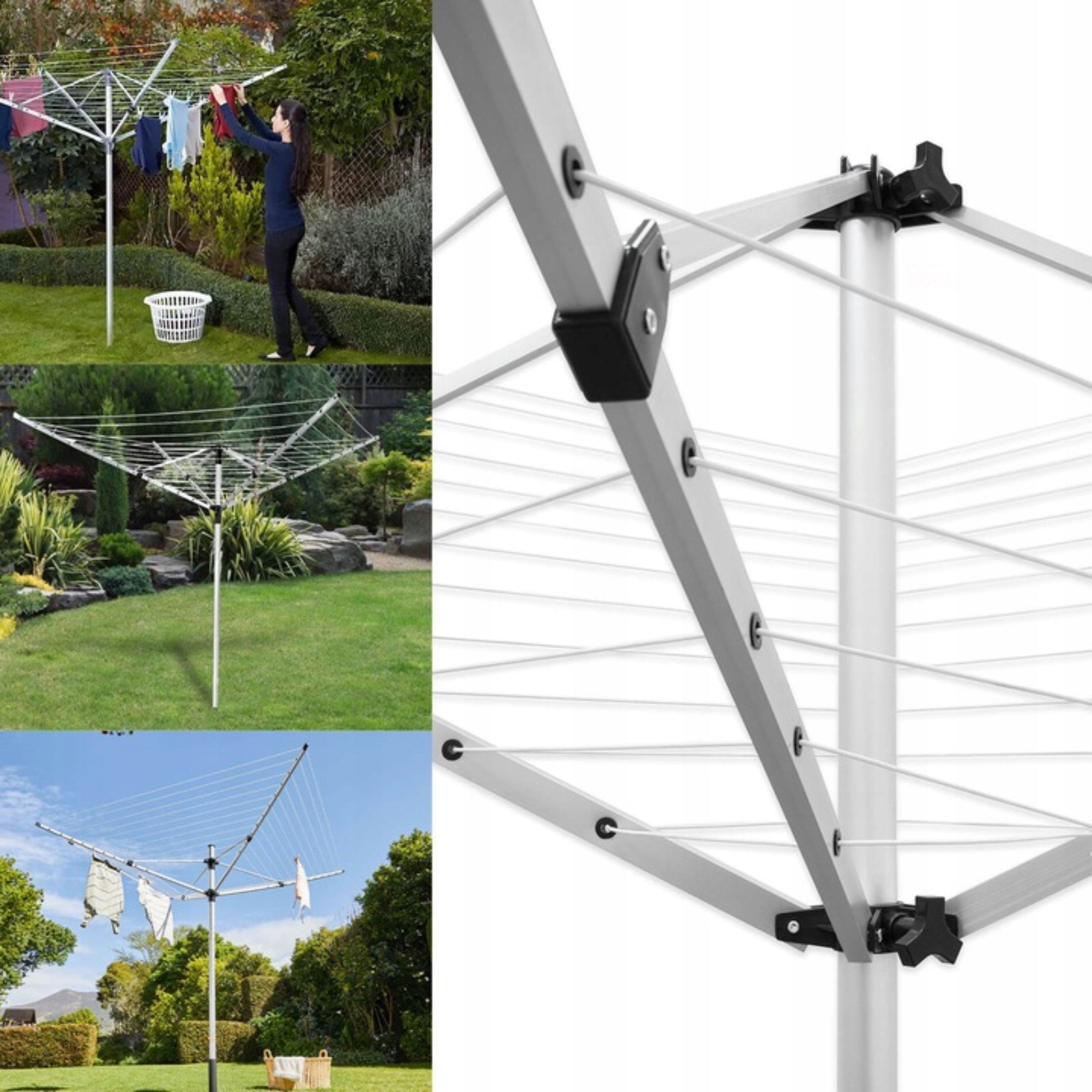 GARDEN LAUNDRY DRYER 4 ARMS 50 M WITH COVER LARGE ROOMY SOLID Brand TB