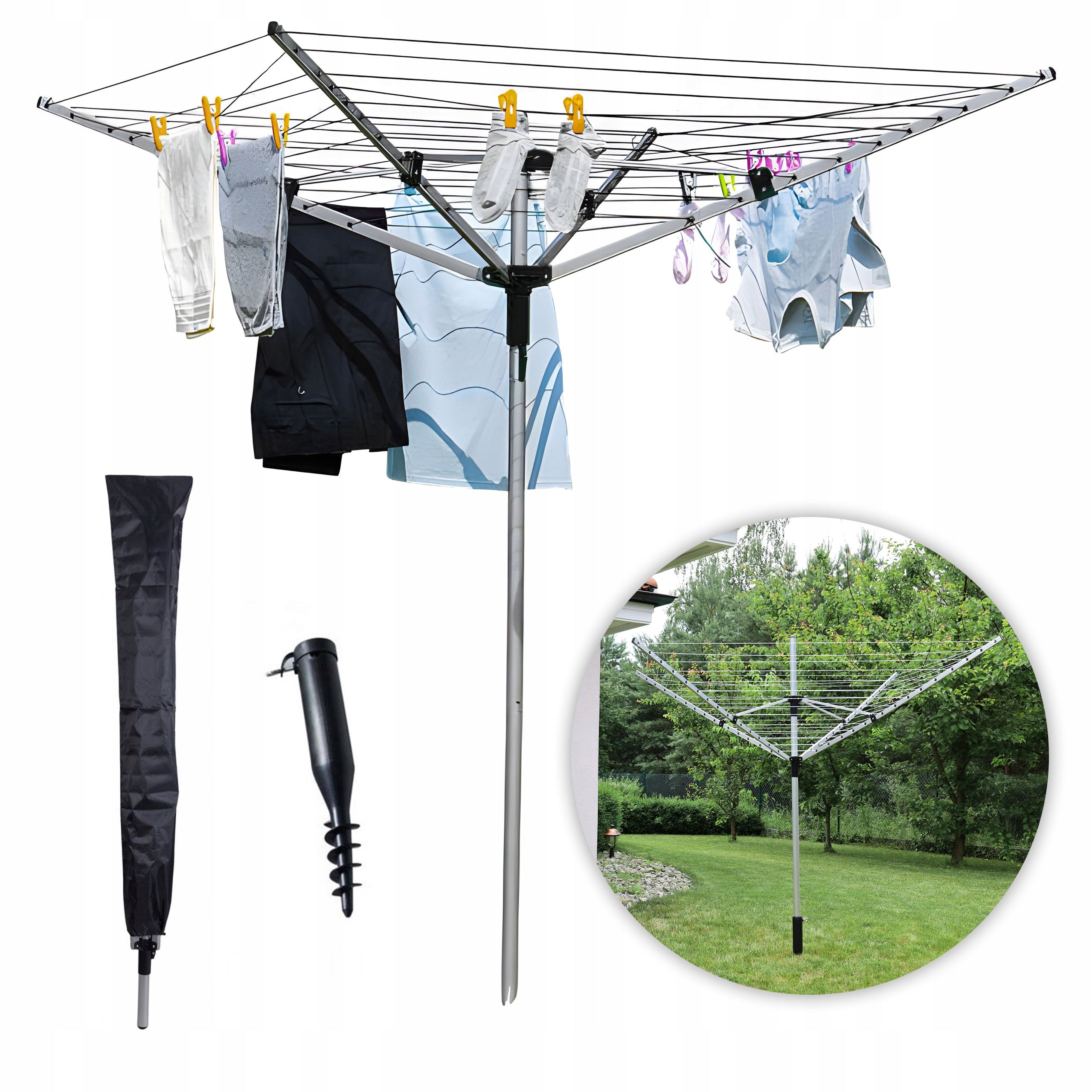 GARDEN LAUNDRY DRYER FOR DRYING ROTARY XXL 60M ! OUTDOOR Packaging status original