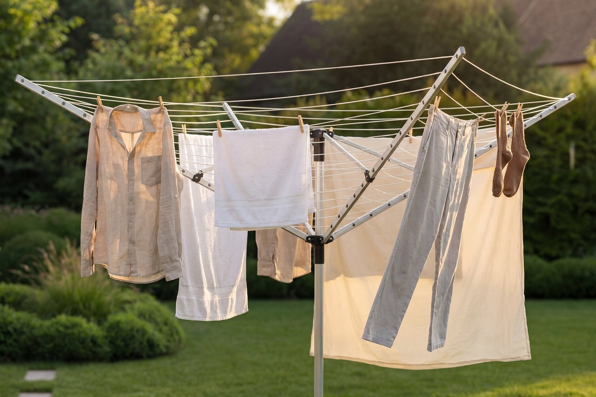 GARDEN LAUNDRY DRYER ROTATING underwear 50m + COVER Easy installation Brand Promis