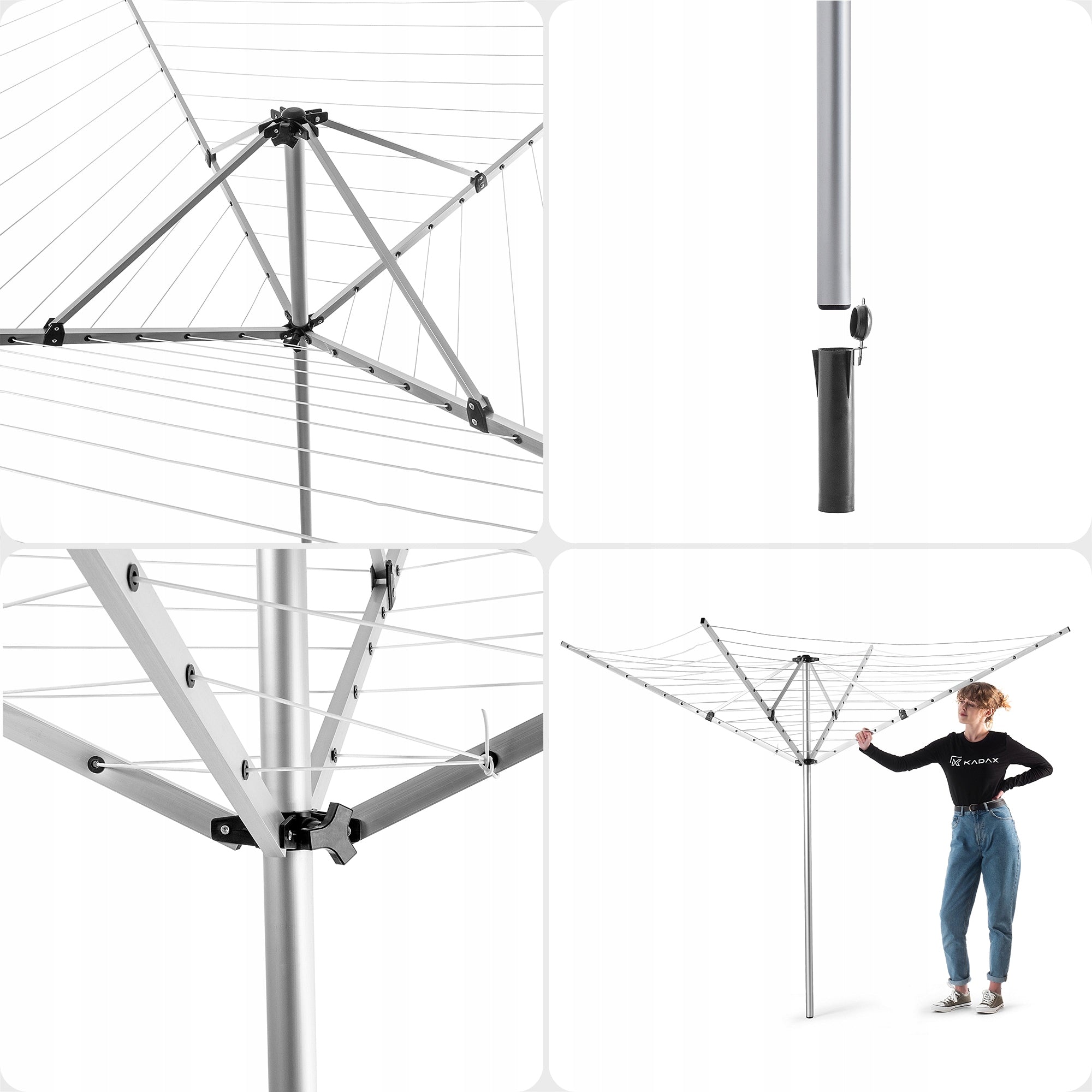 GARDEN LAUNDRY DRYER SWIVEL UNDERWEAR FOLDING 4 ARMS 50M CLOTHES Total height 204.2 cm