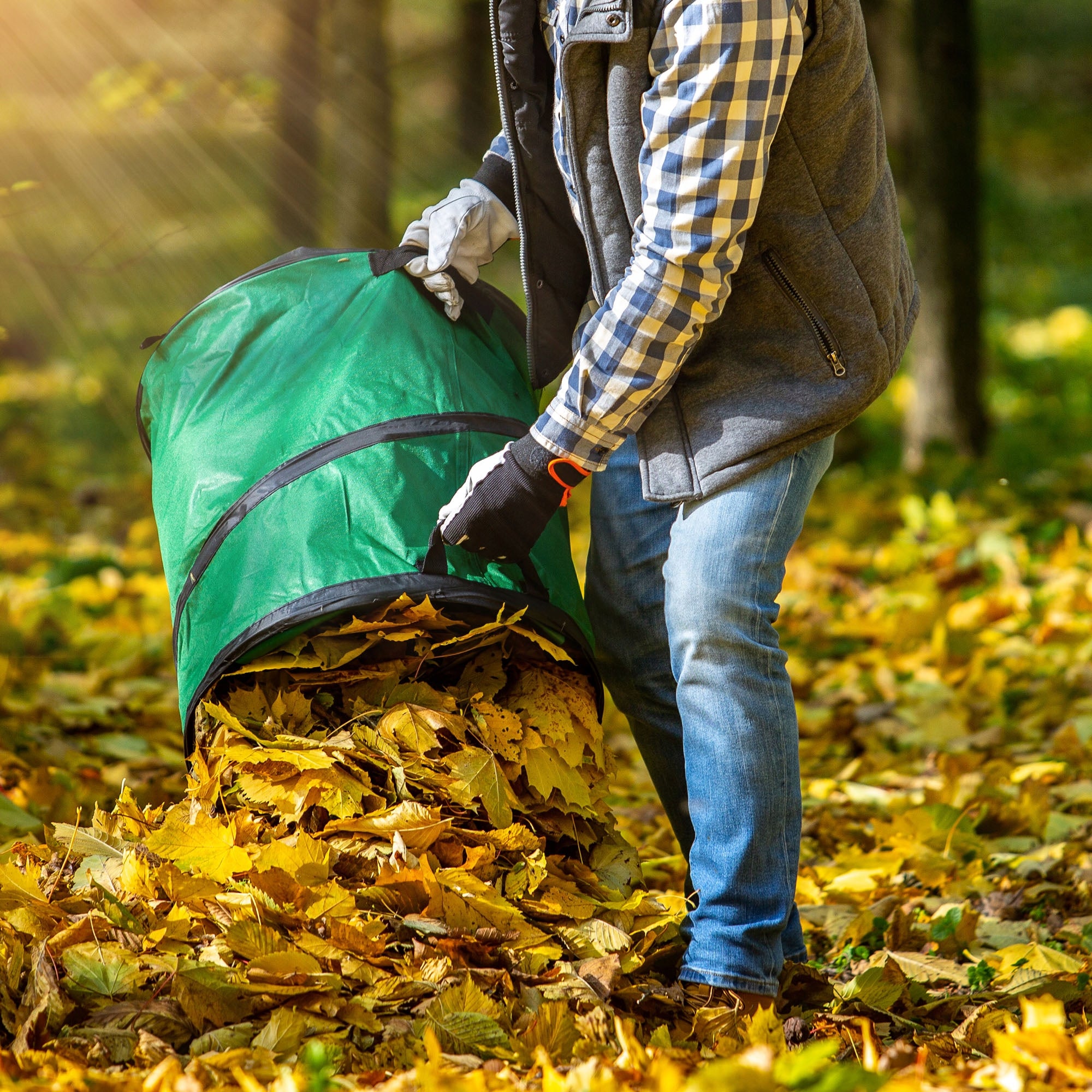 GARDEN LEAF BAG BASKET WASTE GRASS FOLDING STRONG WITH HANDLES 90 L Packaging status original