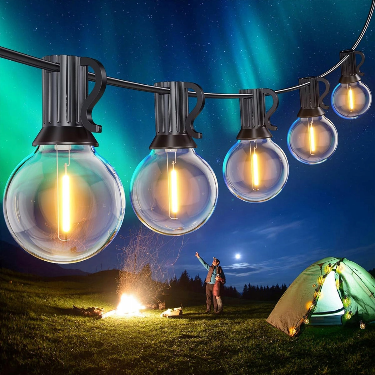 GARDEN LIGHT GARLAND 18m 30 LED Garden Lights 230v Outdoor Current Brand no brand