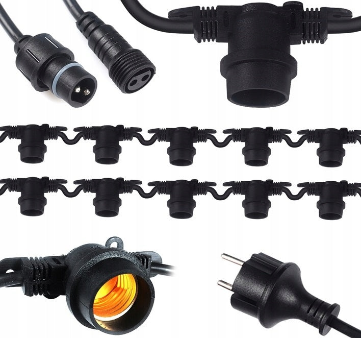 GARDEN LIGHT GARLAND FOR TERRACE LED LAMPS FOR 10 X E27 BULBS 10M IP44