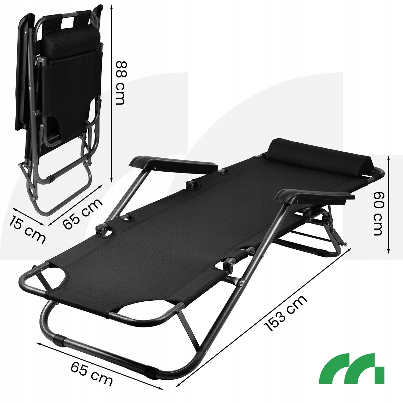 GARDEN LOUNGER FOLDING ADJUSTABLE CHAIR HIKING CHAIR HEADREST Brand Maltec