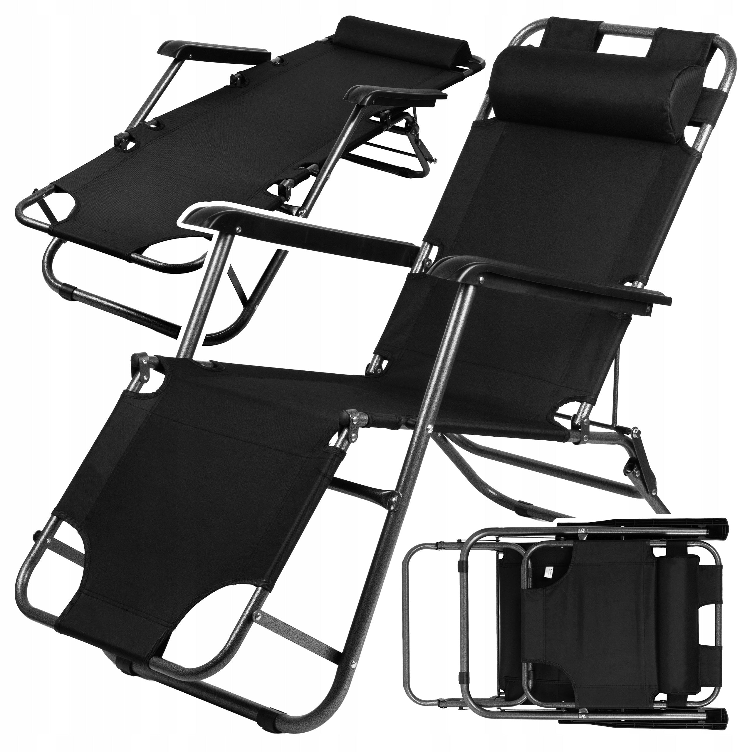 GARDEN LOUNGER FOLDING ADJUSTABLE CHAIR HIKING CHAIR HEADREST