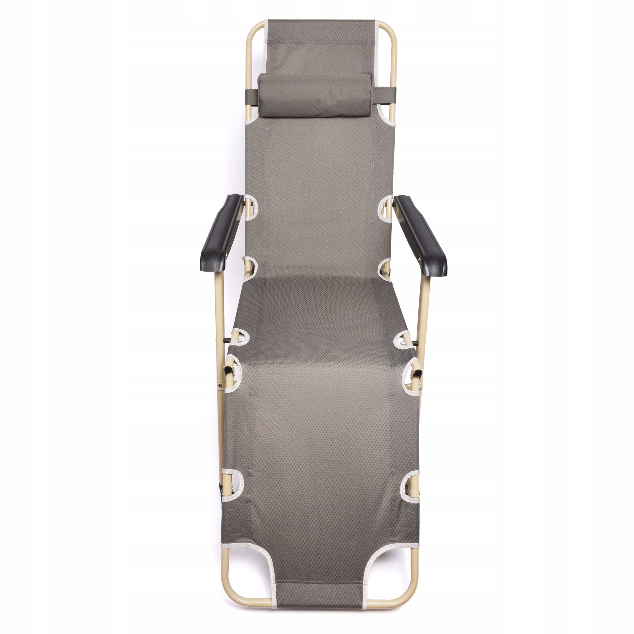 GARDEN LOUNGER FOLDING HIKING CHAIR SOFT CUSHION GREY SOLID Frame material metal