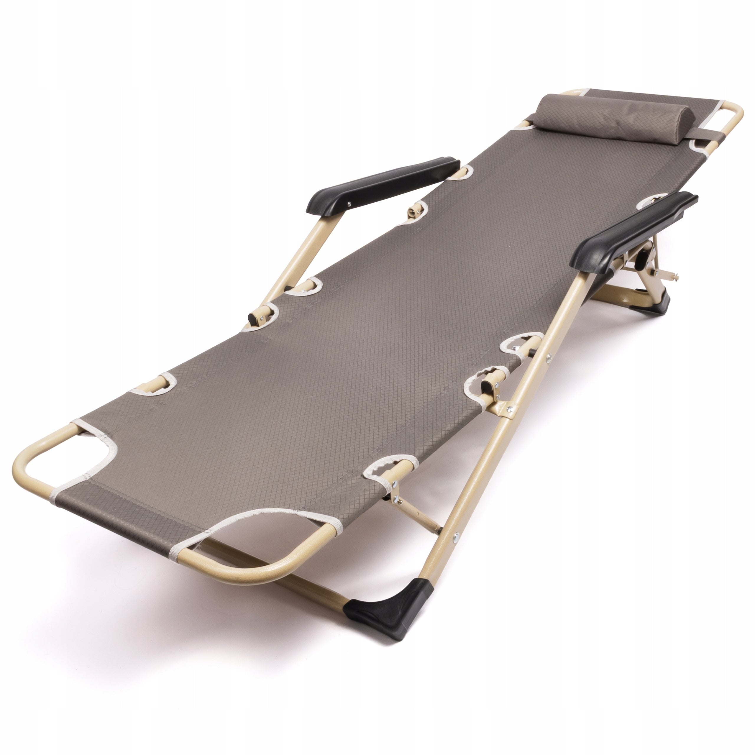 GARDEN LOUNGER FOLDING HIKING CHAIR SOFT CUSHION GREY SOLID Length (longer side) 170 cm