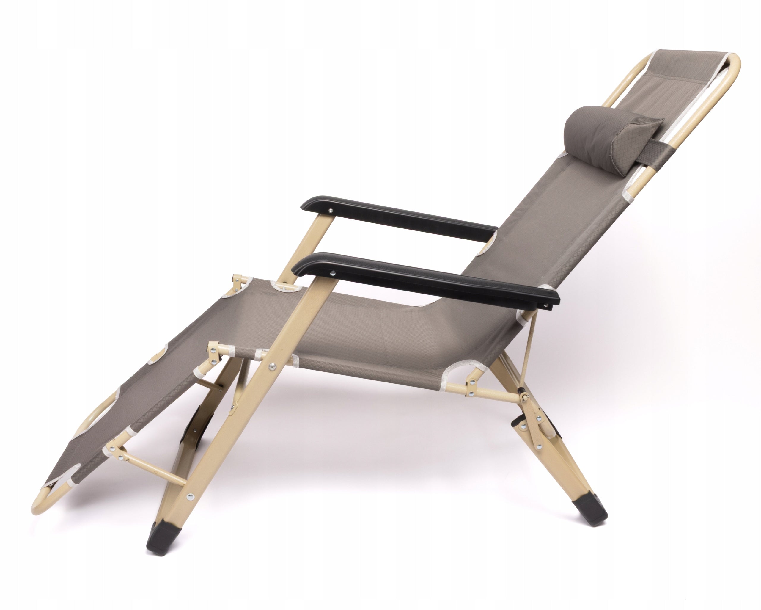 GARDEN LOUNGER FOLDING HIKING CHAIR SOFT CUSHION GREY SOLID Maximum load 120 kg