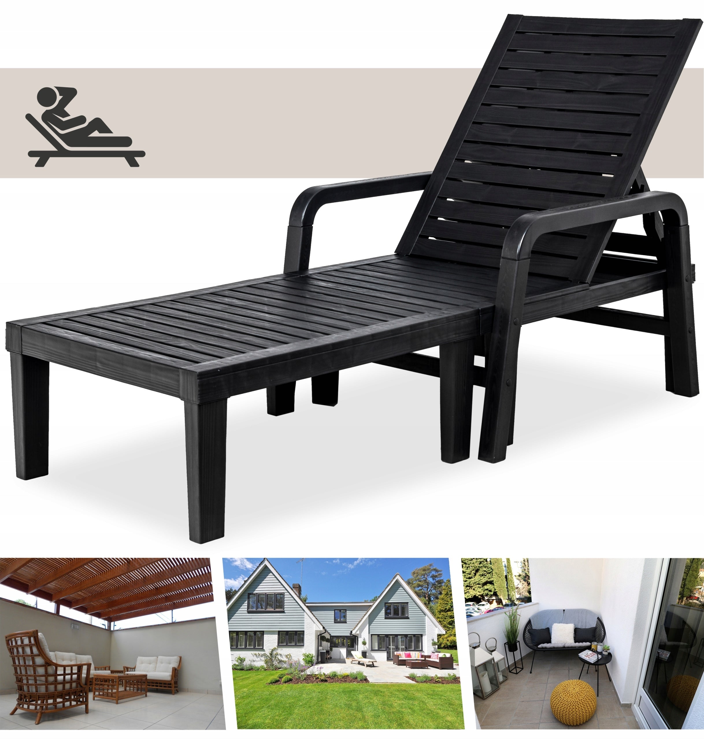 GARDEN LOUNGER POOL VITO adjustable beach TABLE couch BED armchair Manufacturer code ST-605