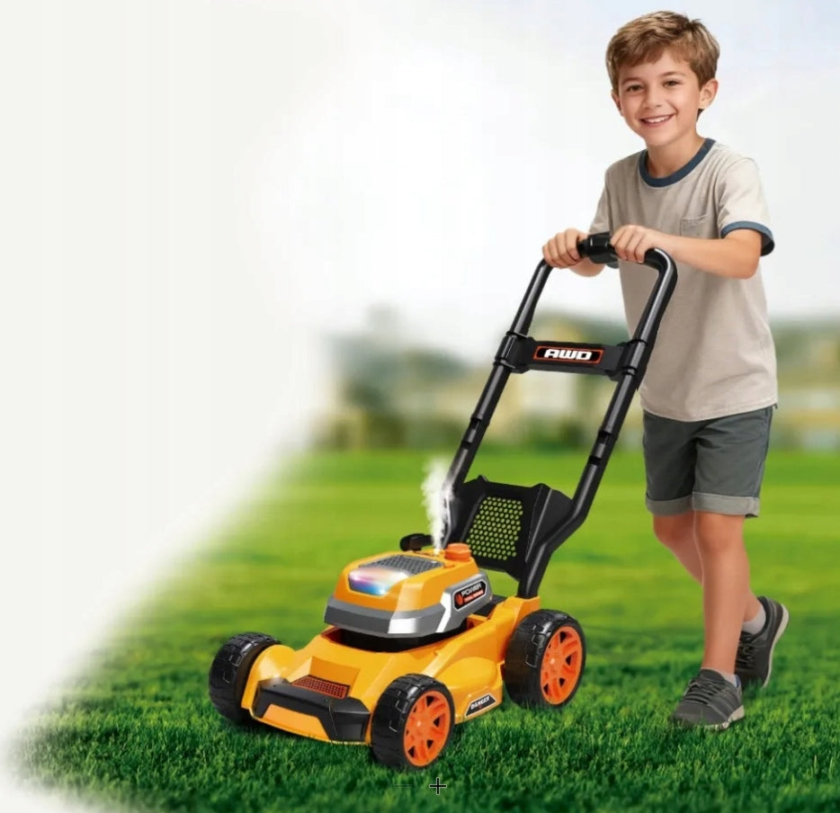 GARDEN MOWER FOR CHILDREN LIKE REAL LIGHT SOUND STEAM Manufacturer code KOSIARKA DLA DZIECI DO ZABAWY WYTWARZA PARĘ
