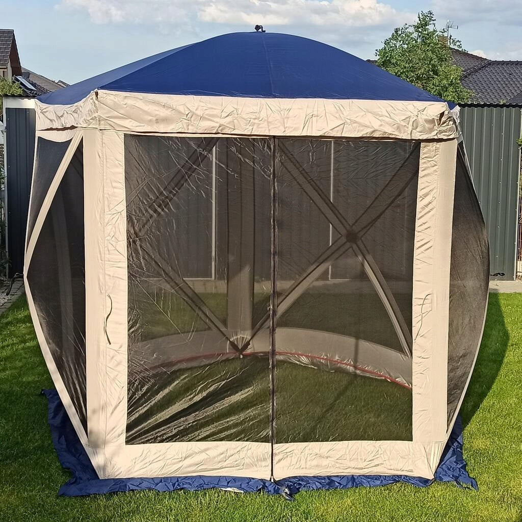 GARDEN PAVILION 2,6x2,6 M EXPRESS TENT BLUE POP UP MOSQUITO NETS Width 2.6 m