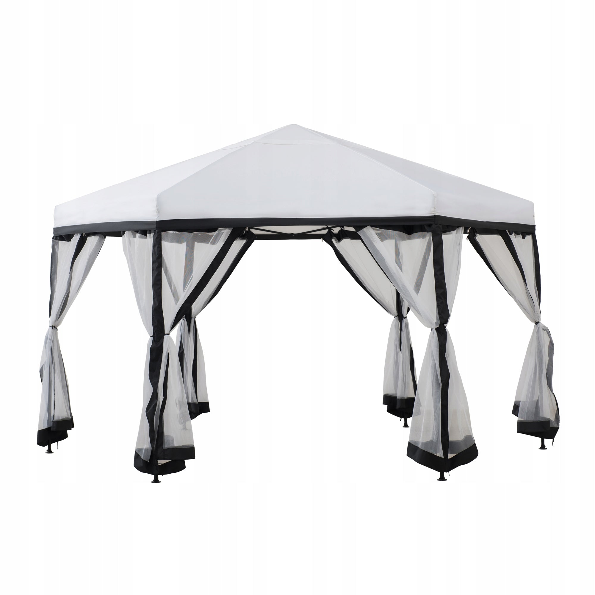 GARDEN PAVILION 340 cm TENT POP UP EXPRESS WHITE FOLDING ROUND Length 3.4 m