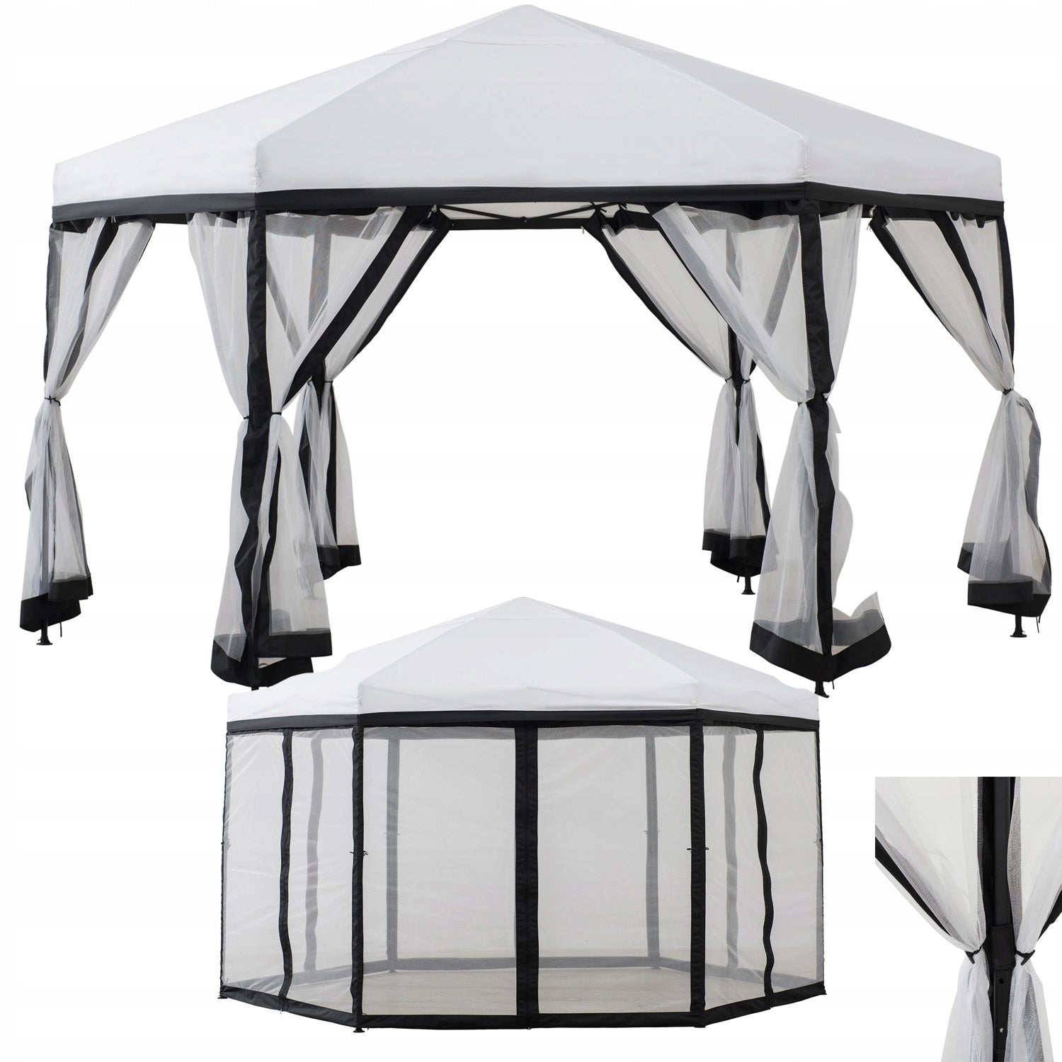 GARDEN PAVILION 340 cm TENT POP UP EXPRESS WHITE FOLDING ROUND
