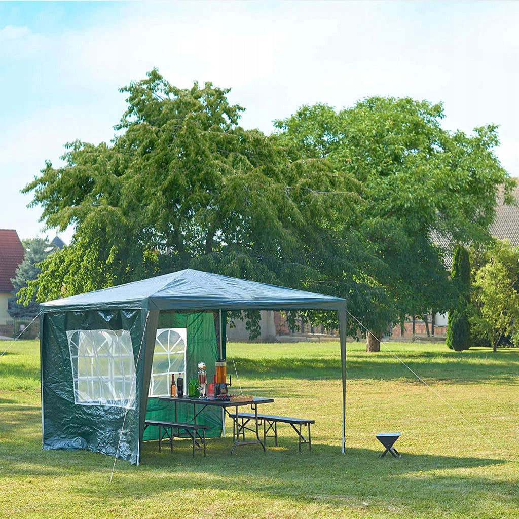 GARDEN PAVILION 3x3 m TENT GAZEBO 2 SIDE WALLS WINDOW GREEN Manufacturer Holla Garden