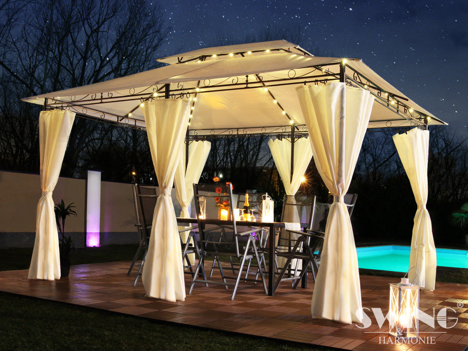 GARDEN PAVILION 3x4 GARDEN TENT LED MOSQUITO NET CURTAINS ANTHRACITE GAZEBO Manufacturer code 1000