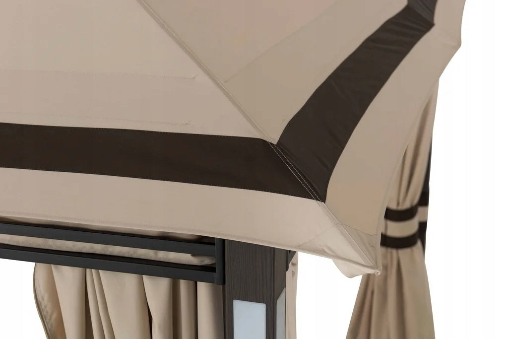GARDEN PAVILION 3x4 TERRACE CANOPY BEIGE MOSQUITO NETS LED DELUXE CURTAINS Type pavilion