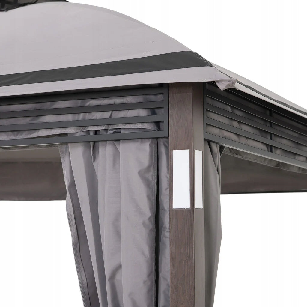 GARDEN PAVILION 3x4 TERRACE CANOPY GREY MOSQUITO NETS LED DELUXE CURTAINS Type pavilion