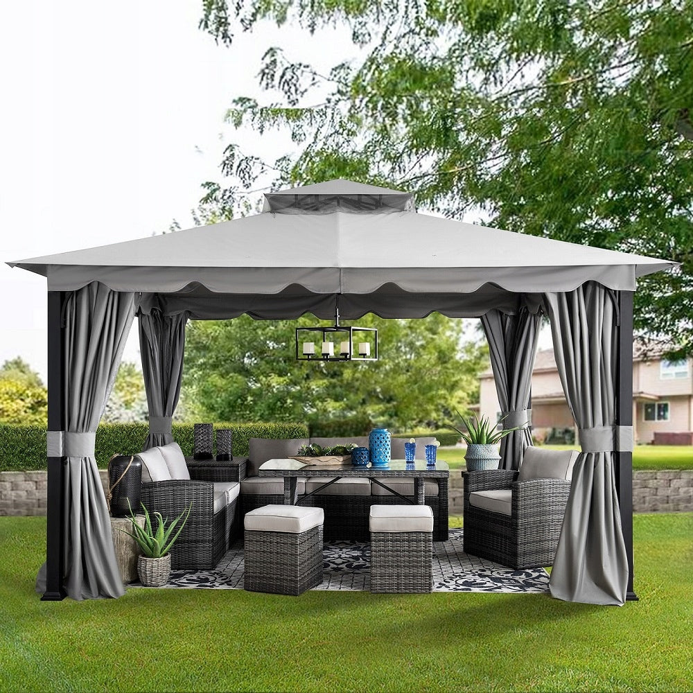 GARDEN PAVILION 3x4m TENT GREY GARDEN MOSQUITO NET CURTAINS GAZEBO Manufacturer no brand