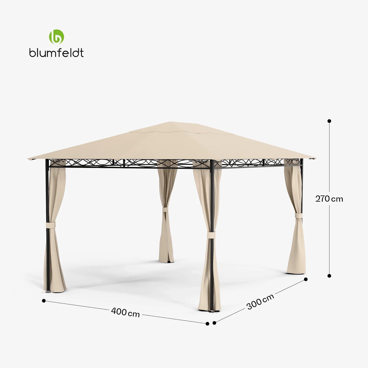 GARDEN PAVILION FOR TERRACE GARDEN GAZEBO PARTY TENT 3X4M BLINDS Number of windows none