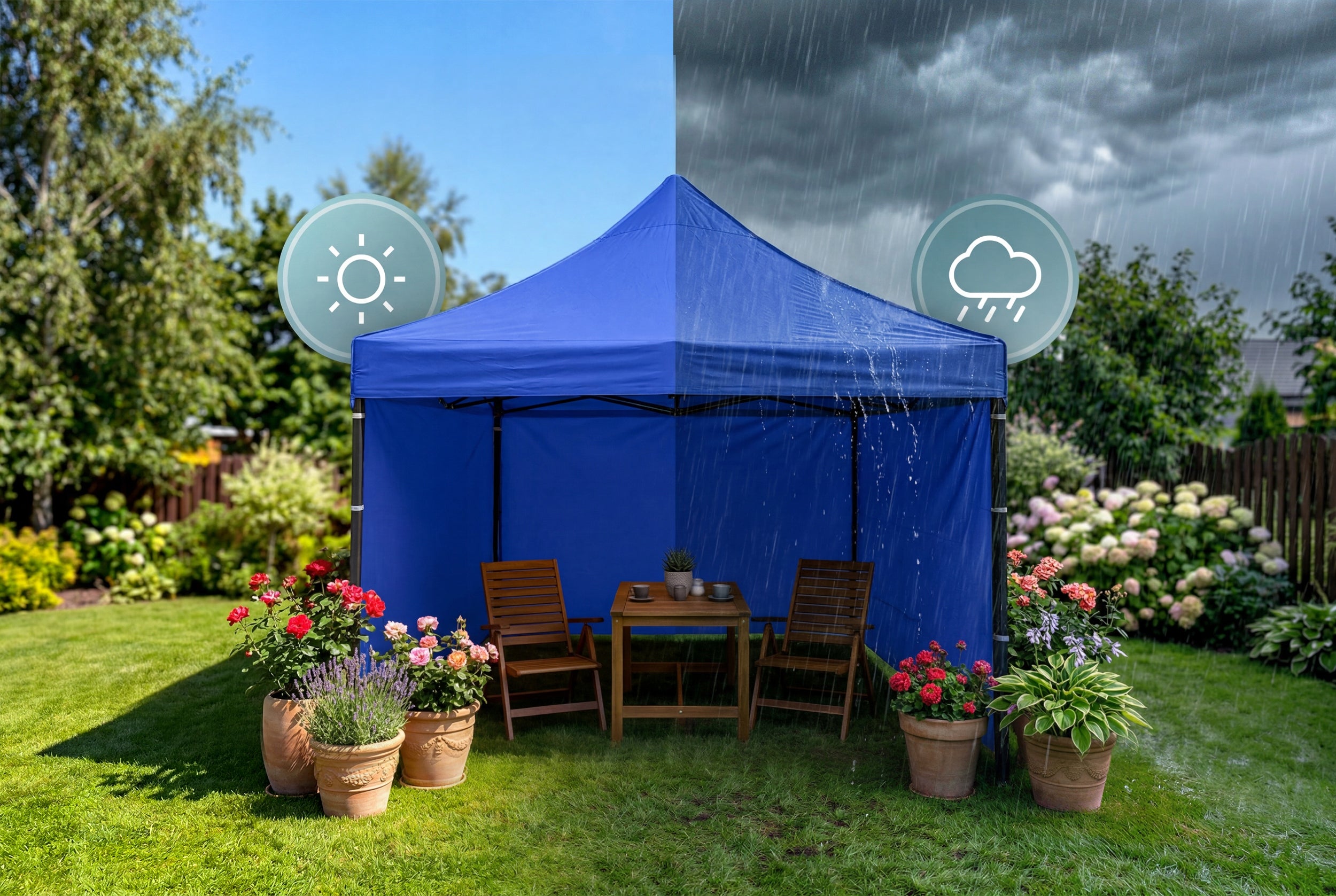GARDEN PAVILION GAZEBO TRADE TENT PARTY 3x3x3m 3 WALLS PLONOS Length 3 m