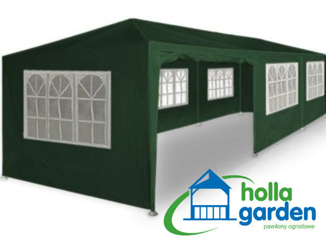 GARDEN PAVILION PARTY TENT CATERING GREEN 3x9 m + 8 WALLS Packaging status original
