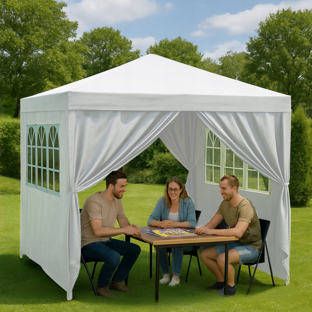 GARDEN PAVILION TENT 3x3 COMMERCIAL PARTY GAZEBO 4 SIDE WALLS WINDOWS Number of windows 3