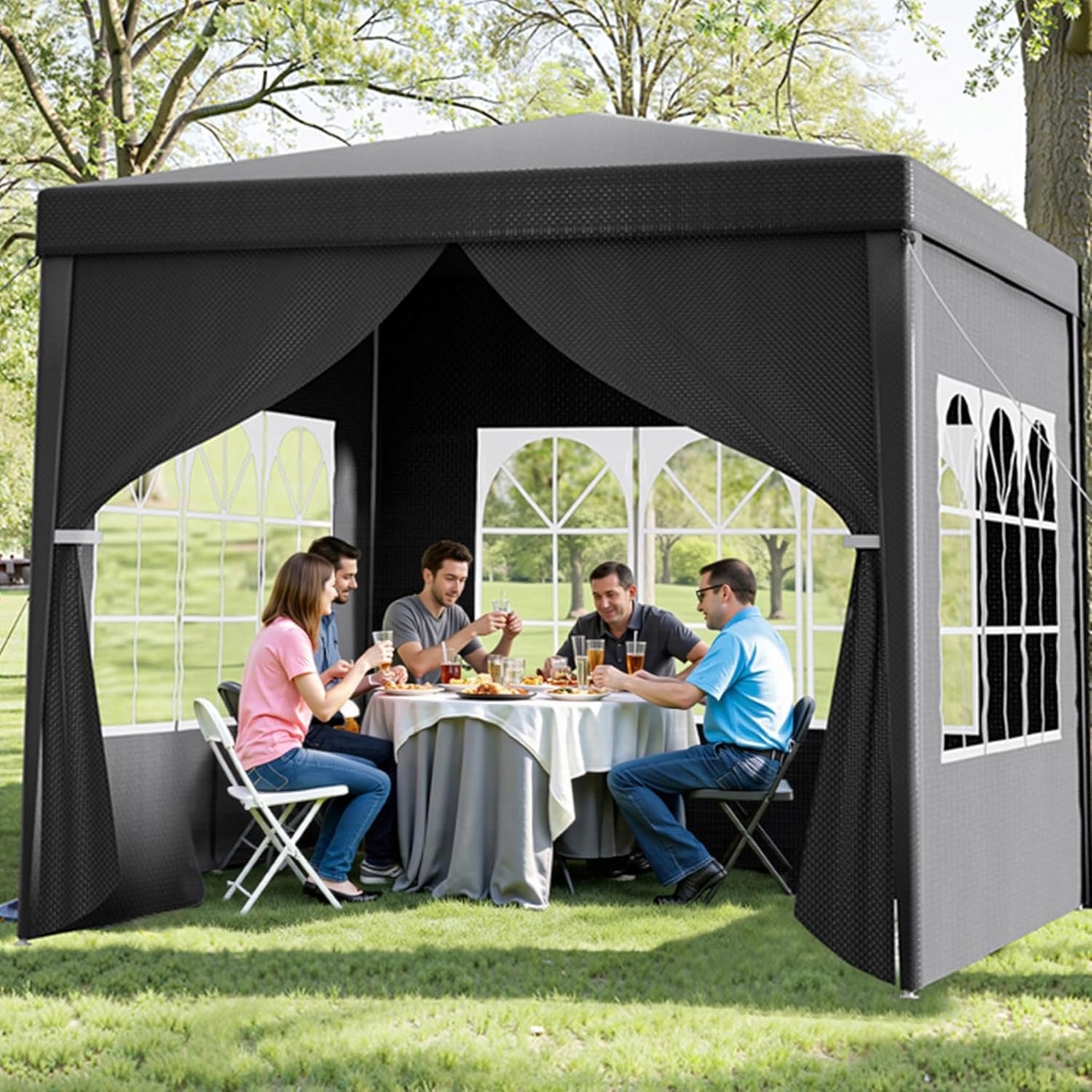 GARDEN PAVILION TENT 4 WALLS GAZEBO FOR GARDEN PARTY COMMERCIAL Length 3 m