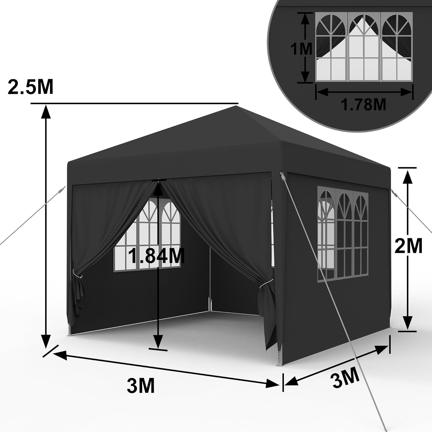 GARDEN PAVILION TENT 4 WALLS GAZEBO FOR GARDEN PARTY COMMERCIAL Type tent