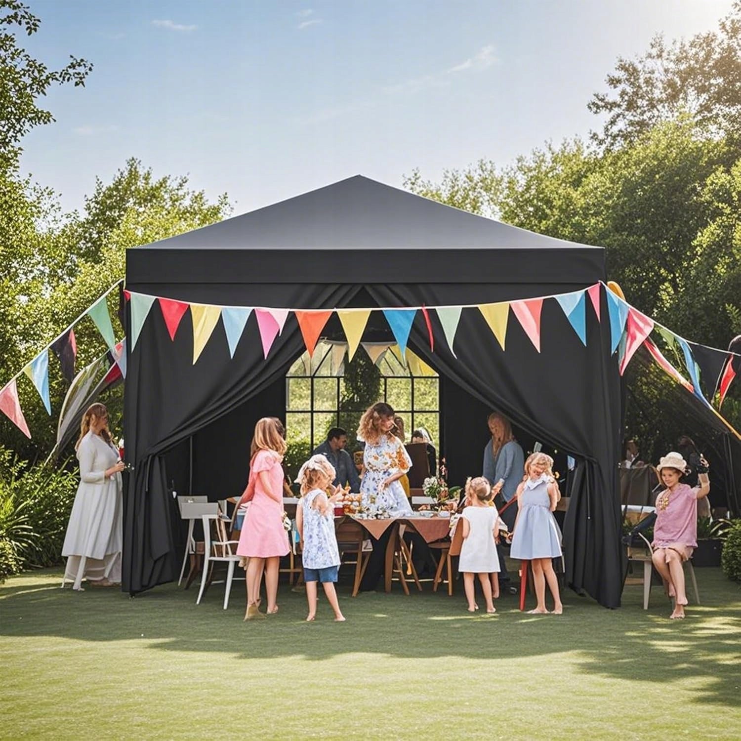 GARDEN PAVILION TENT 4 WALLS GAZEBO FOR GARDEN PARTY COMMERCIAL Width 3 m