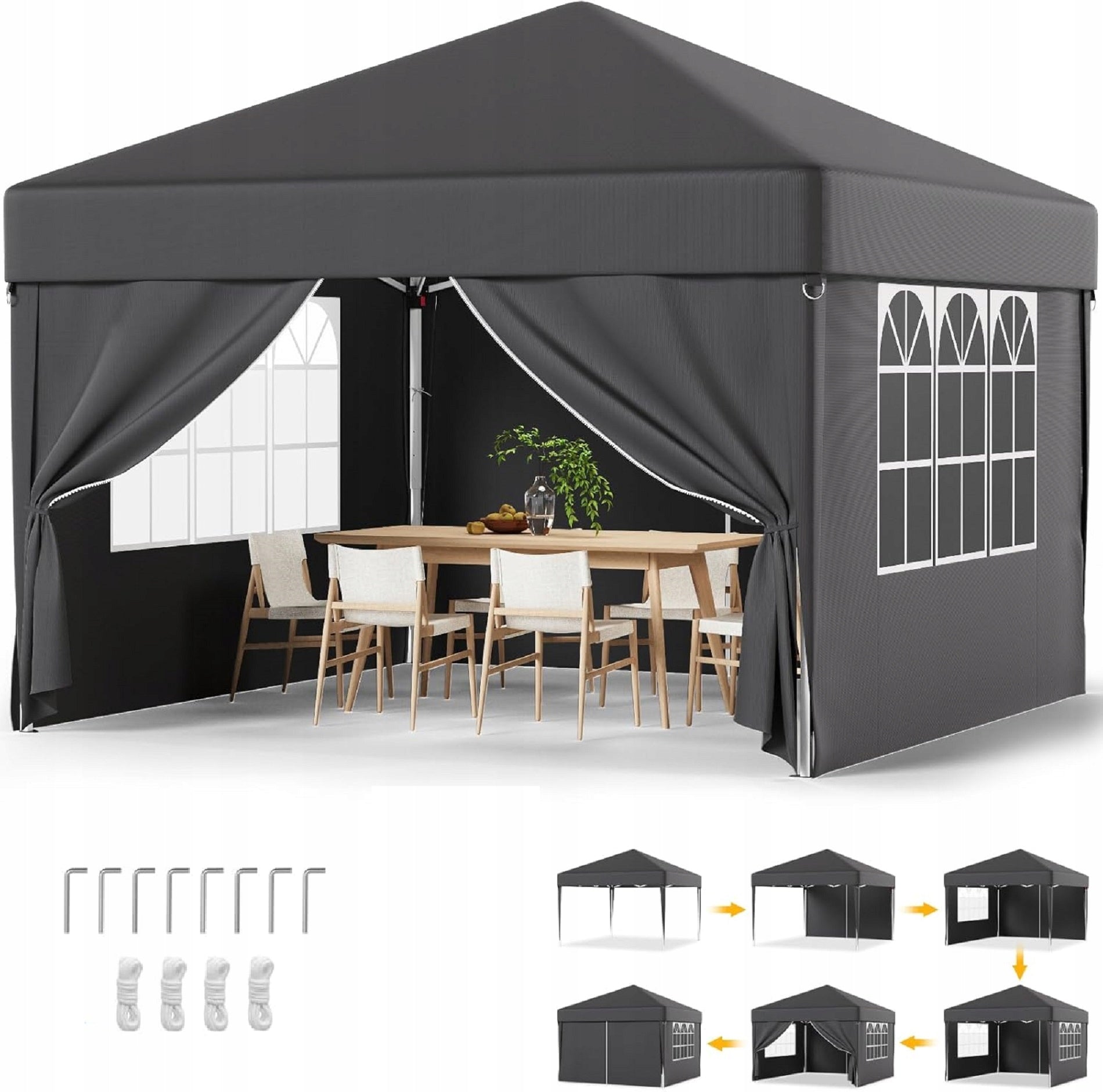 GARDEN PAVILION TENT 4 WALLS GAZEBO FOR GARDEN PARTY COMMERCIAL