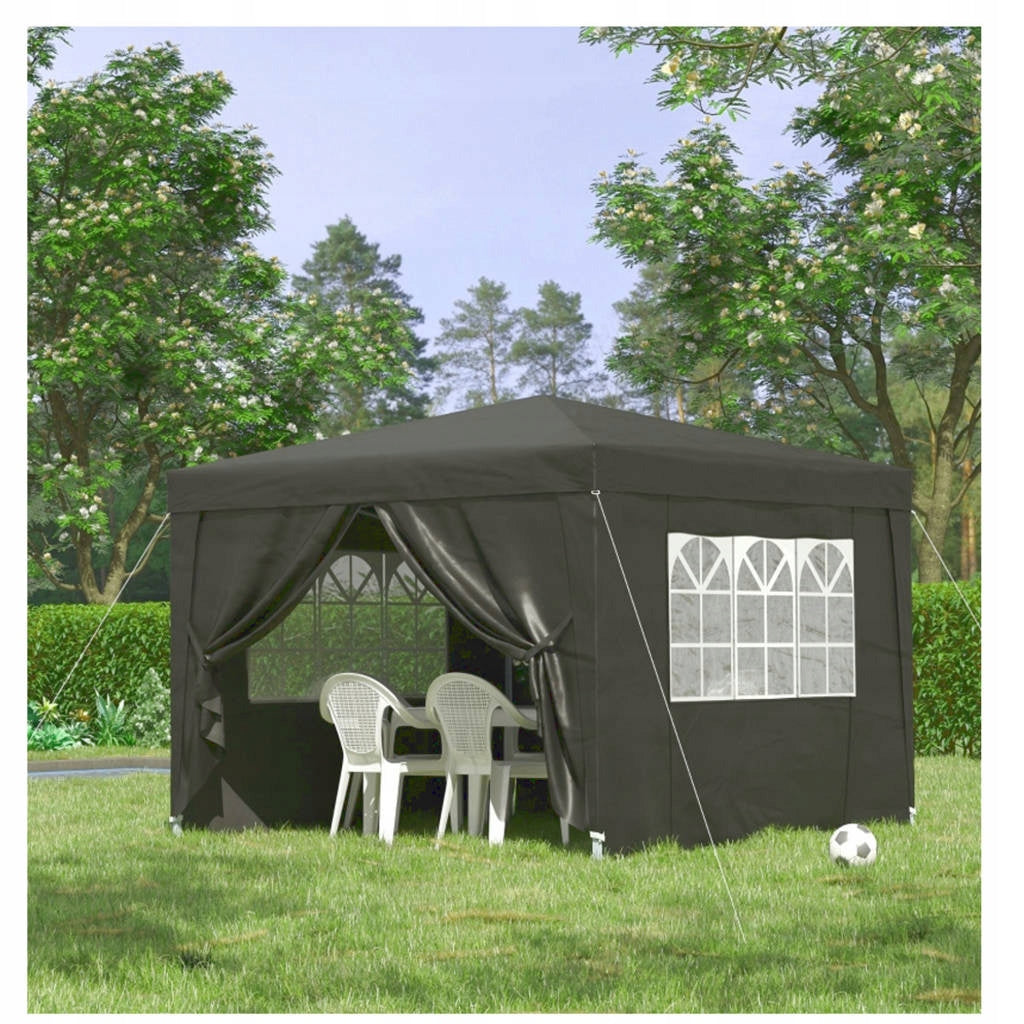 GARDEN PAVILION TENT COMMERCIAL GAZEBO 300 x 300 cm 4 WALLS WINDOW CASTLE Manufacturer Holla Garden