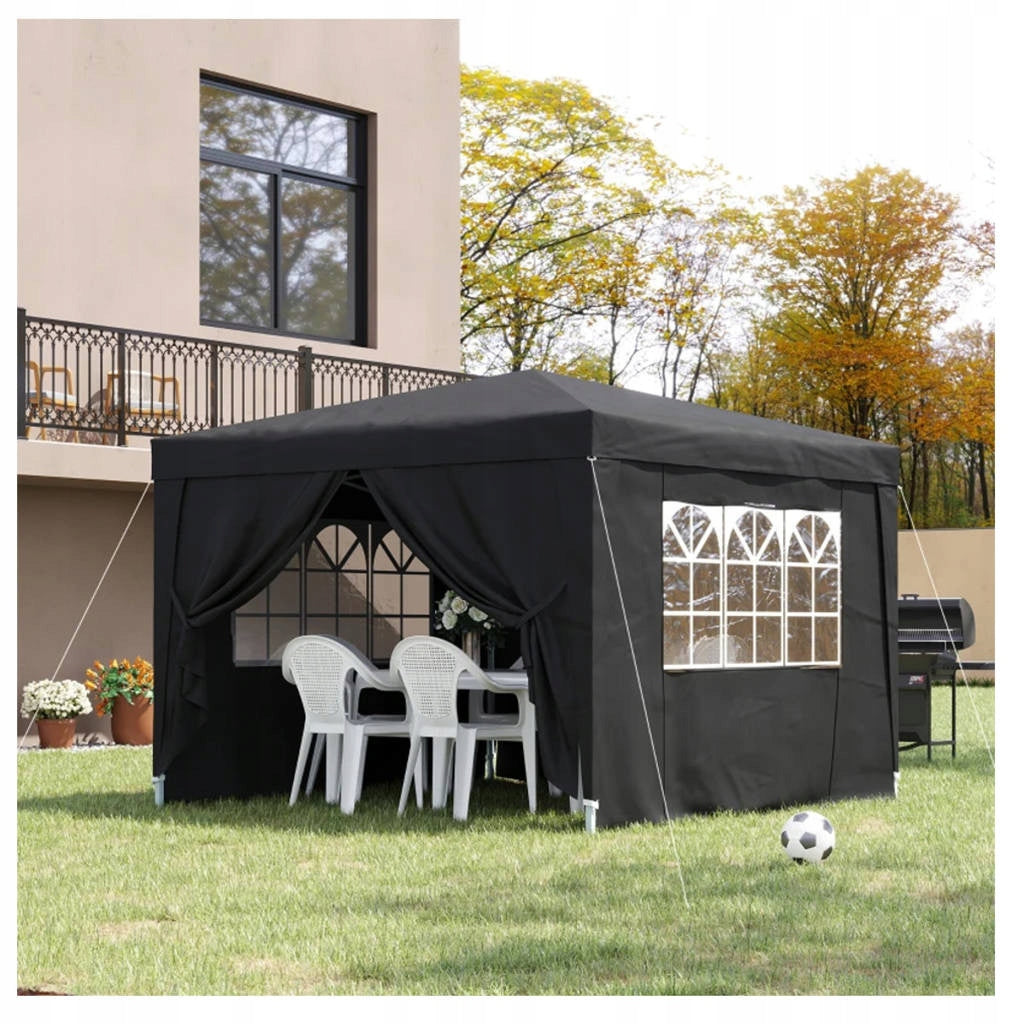 GARDEN PAVILION TENT COMMERCIAL GAZEBO 300 x 300 cm 4 WALLS WINDOW CASTLE Number of side walls 4 walls