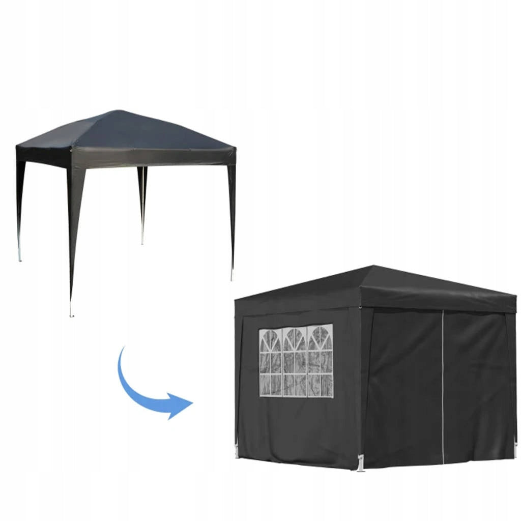 GARDEN PAVILION TENT COMMERCIAL GAZEBO 300 x 300 cm 4 WALLS WINDOW CASTLE Number of windows 3