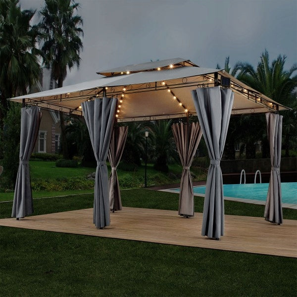 GARDEN PAVILION TENT GAZEBO 3x4m MOSQUITO NET LED Type pavilion