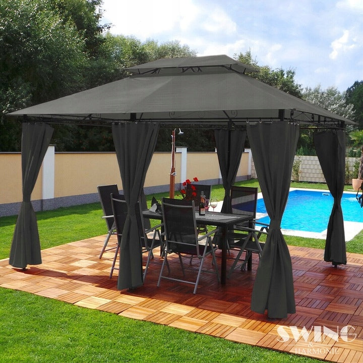 GARDEN PAVILION TENT GAZEBO 3x4m MOSQUITO NET LED Width 300 m