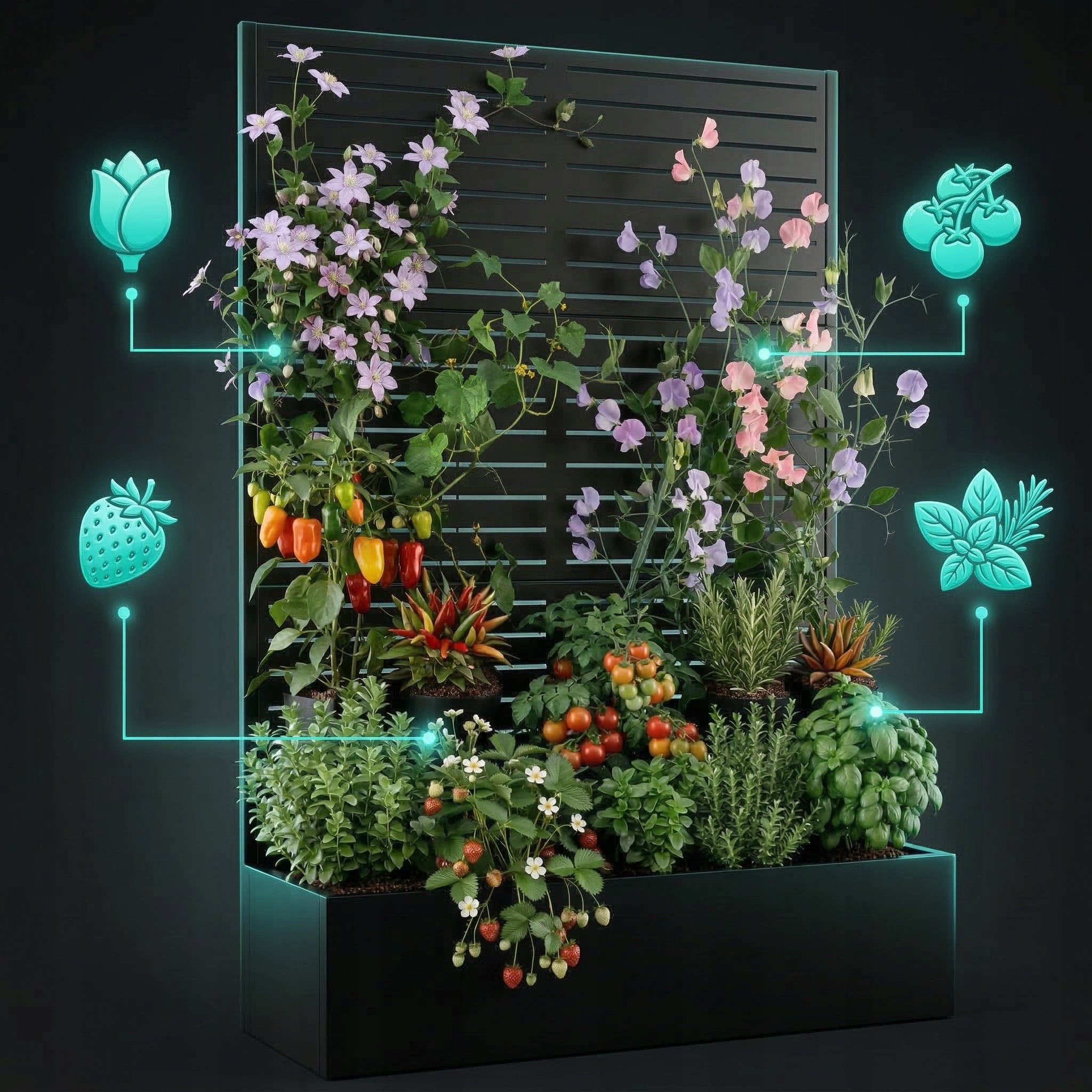 GARDEN PLANTER POT WITH PERGOLA GRILLE LARGE FOR TERRACE BALCONY WITH LADDER Length 119.5 cm