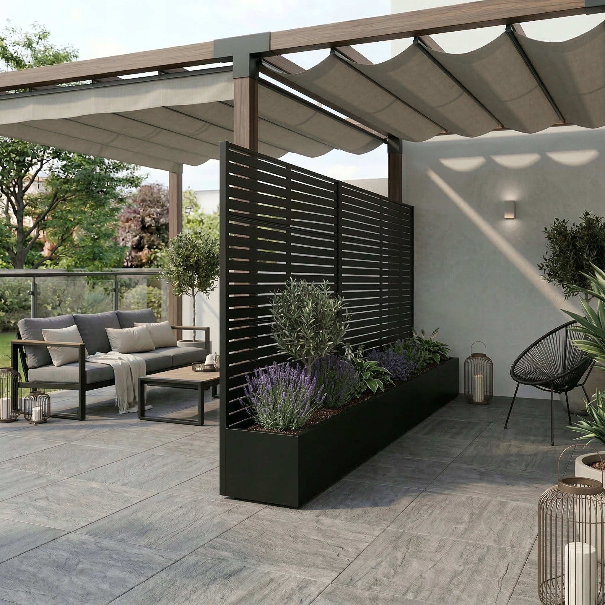GARDEN PLANTER POT WITH PERGOLA GRILLE LARGE FOR TERRACE BALCONY WITH LADDER Manufacturer code DO-01 DONICA OGRODOWA Z PERGOLĄ KRATKĄ