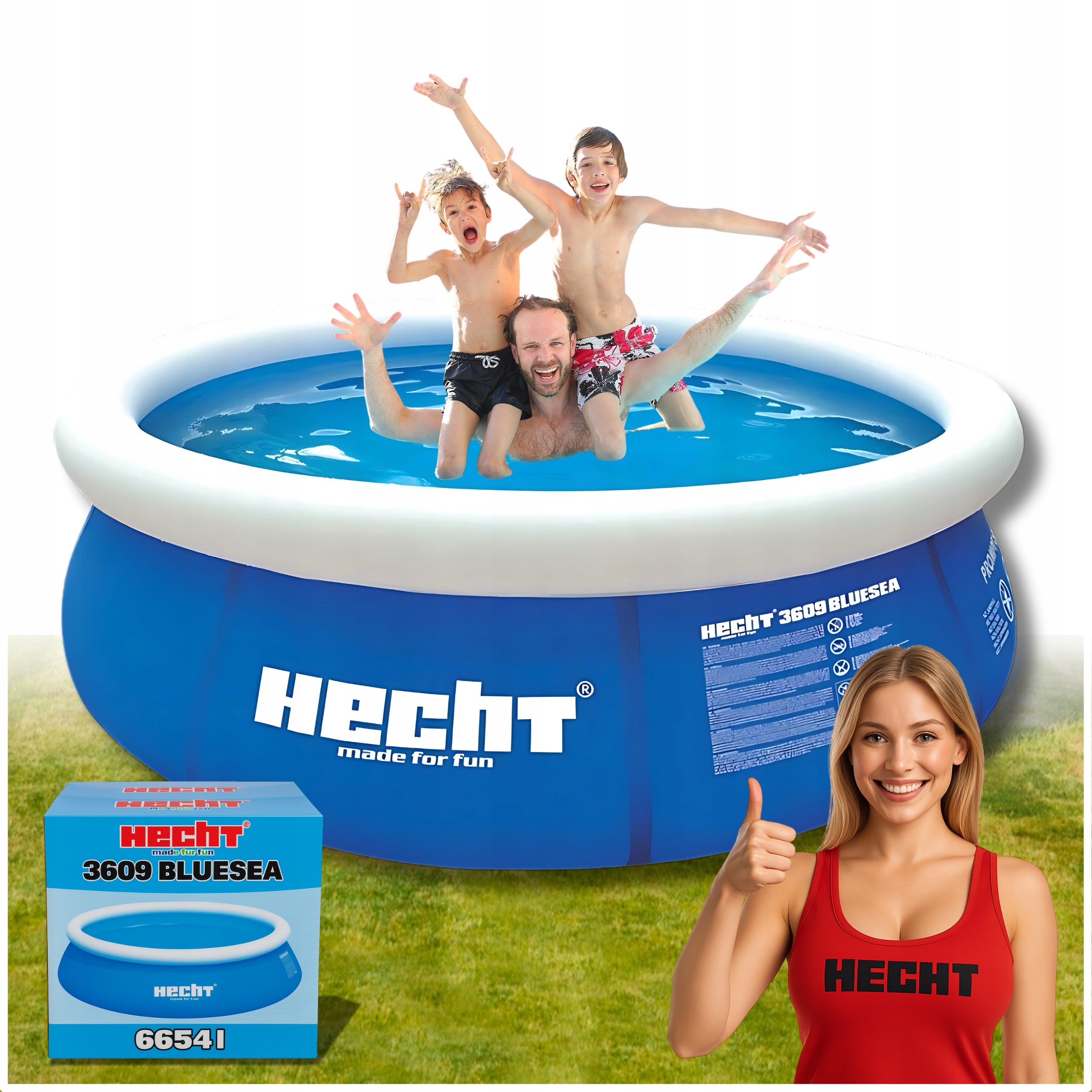 GARDEN POOL 3 LAYERS OF EXPANSION MATERIAL HECHT 3609 360X90CM