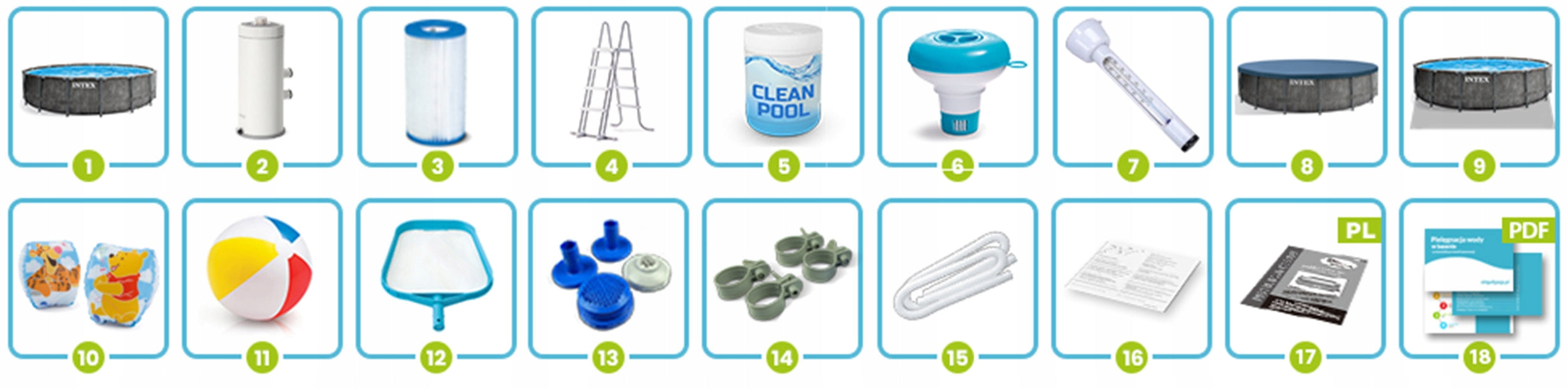GARDEN POOL FRAME INTEX 457x122 SET 18IN1 Manufacturer code 26742-18W1