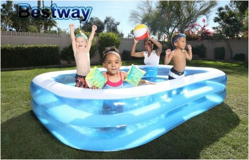GARDEN POOL INFLATABLE LARGE FAMILY RECTANGULAR FOR GARDEN 262 X 175 STRONG Packaging status original