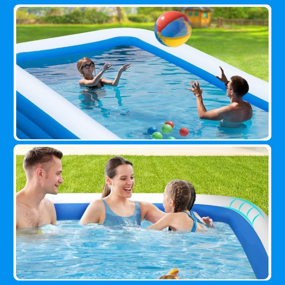 GARDEN POOL INFLATABLE LARGE FAMILY RECTANGULAR FOR GARDEN 265x183 + 2 PATCHES Kind inflatable
