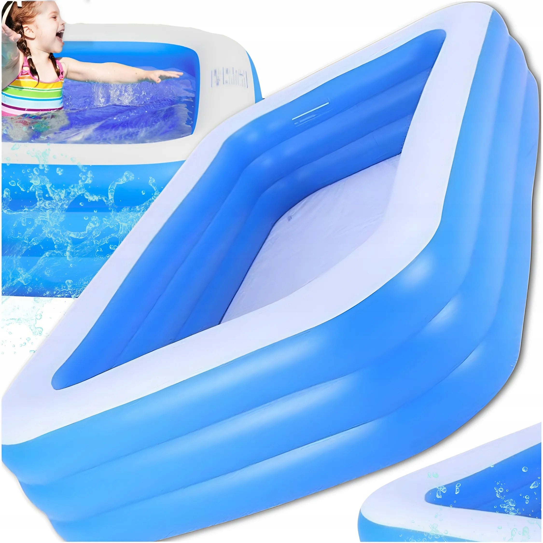 GARDEN POOL INFLATABLE LARGE FAMILY RECTANGULAR FOR GARDEN 265x183 + 2 PATCHES