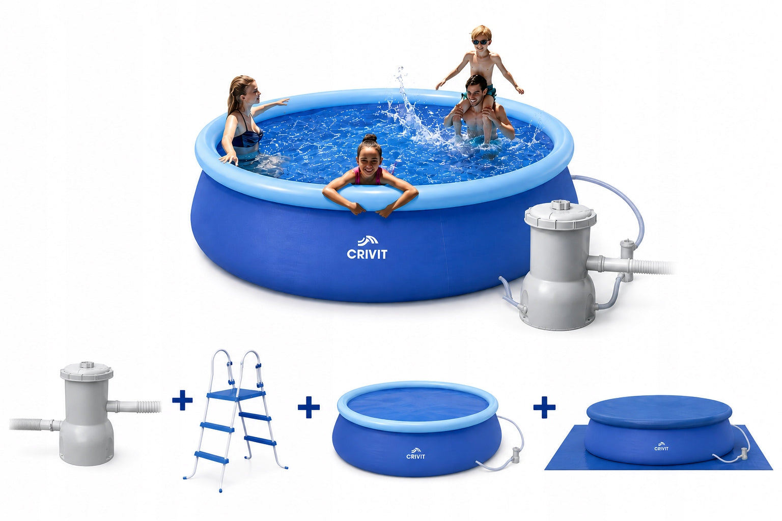 GARDEN POOL LARGE EXPANSION ROUND SET CRIVIT 457x122cm Quick-up-Pool Manufacturer code 4055334771887