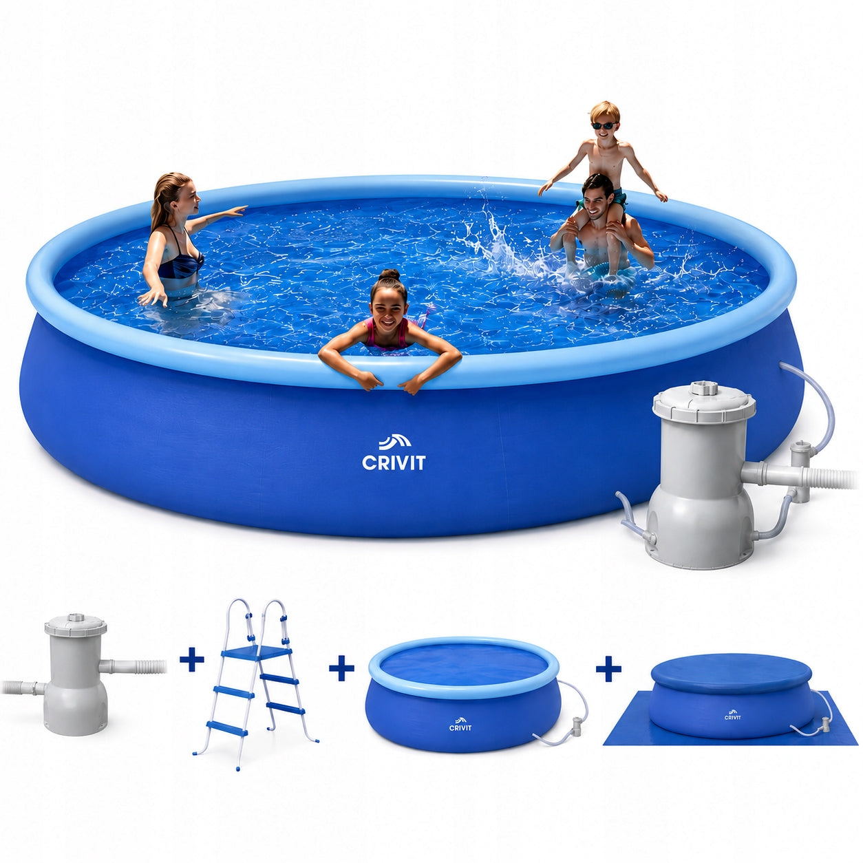 GARDEN POOL LARGE EXPANSION ROUND SET CRIVIT 457x122cm Quick-up-Pool